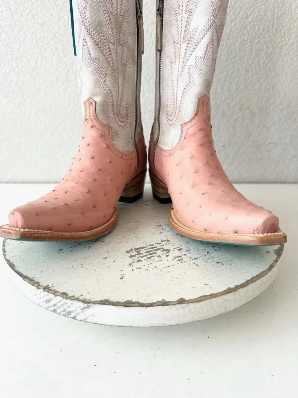 Lane SKYLIGHT Cowboy Boots Pink Ostrich Western Cowgirl Tall Snip Toe Womens 6.5 - Picture 7 of 12